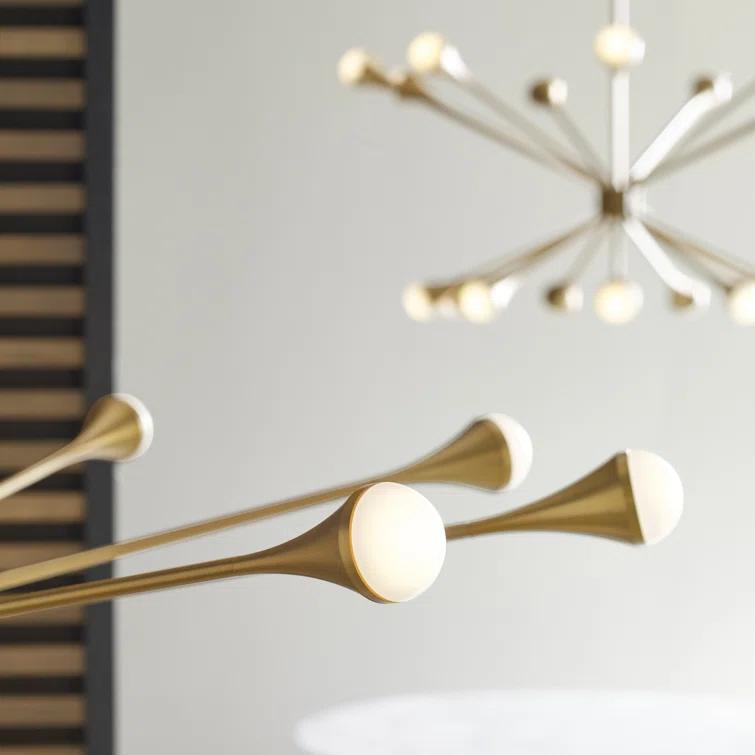 Aged Brass 20-Light LED Mid-Century Modern Chandelier