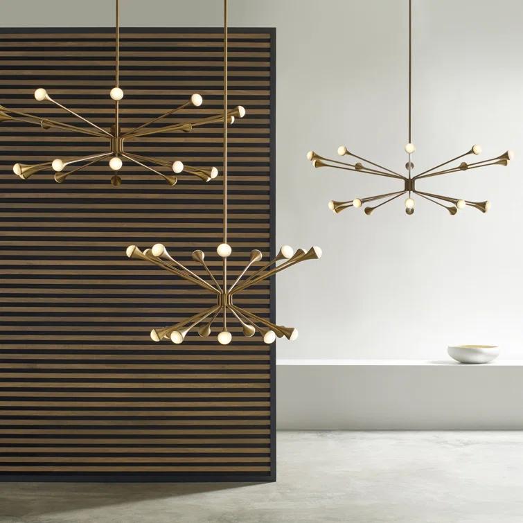 Lody Mid-Century Modern 20-Light Polished Nickel LED Chandelier