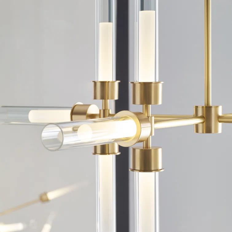 Luminous Elegance 12-Light LED Chandelier in Natural Brass