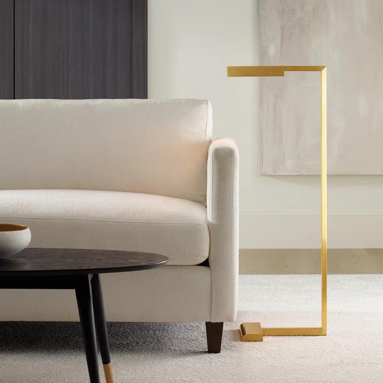 Dessau 38" Natural Brass LED Task Floor Lamp with Touch Dimmer