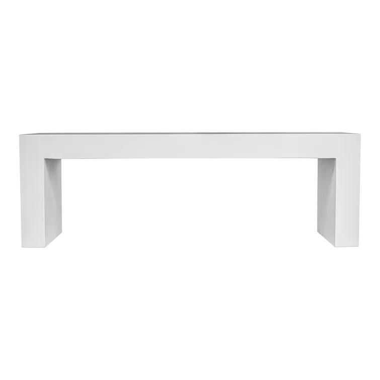 Lazarus White Fiber-Reinforced Concrete Outdoor Dining Bench