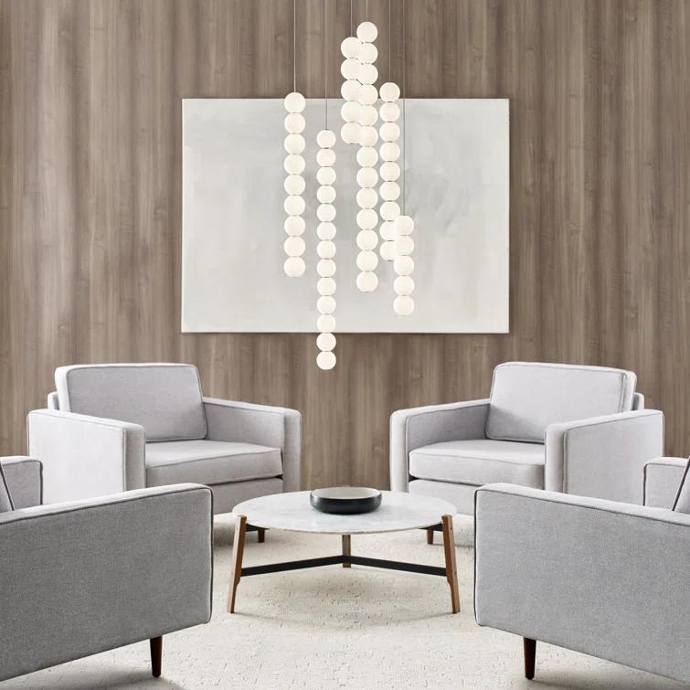 Orbet Natural Brass 5-Light LED Globe Pendant with Milk Glass Orbs