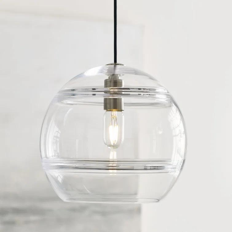 Sedona Contemporary Globe LED Pendant in Satin Nickel with Clear Glass