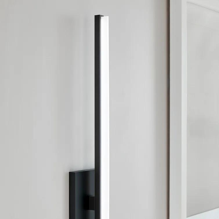 Slim Vertical Matte Black LED Wall Sconce with Acrylic Shade