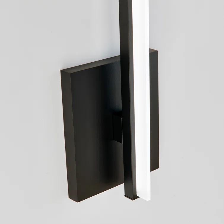 Slim Vertical Matte Black LED Wall Sconce with Acrylic Shade