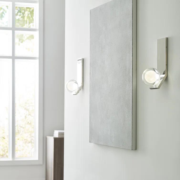 Elegant Dimmable Brass & Black LED Wall Sconce with Pure Optic Crystal