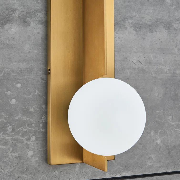 Orbel Geometric Aged Brass Wall Sconce with Frosted Glass Sphere