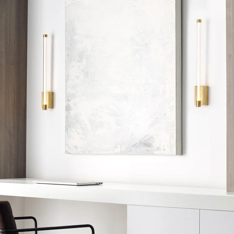 Phobos Dimmable LED Brass Wall Sconce, 21" Height