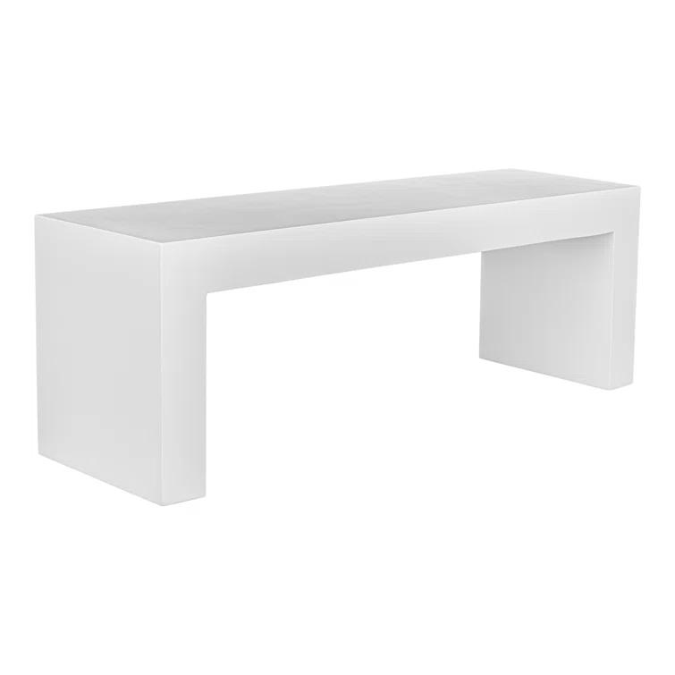 Lazarus White Fiber-Reinforced Concrete Outdoor Dining Bench