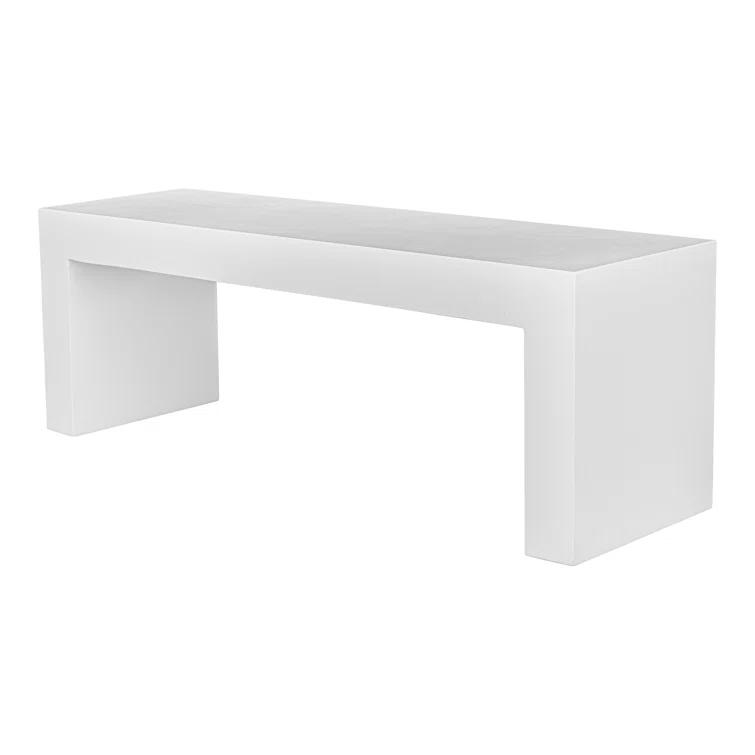 Lazarus White Fiber-Reinforced Concrete Outdoor Dining Bench