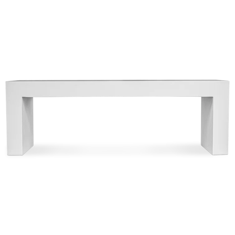 Lazarus White Fiber-Reinforced Concrete Outdoor Dining Bench