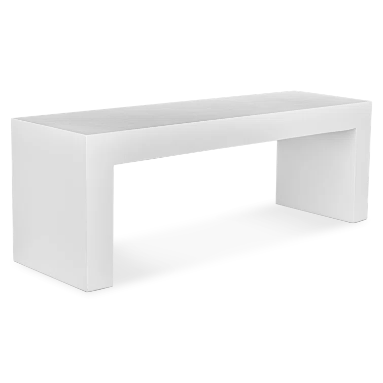 Lazarus White Fiber-Reinforced Concrete Outdoor Dining Bench