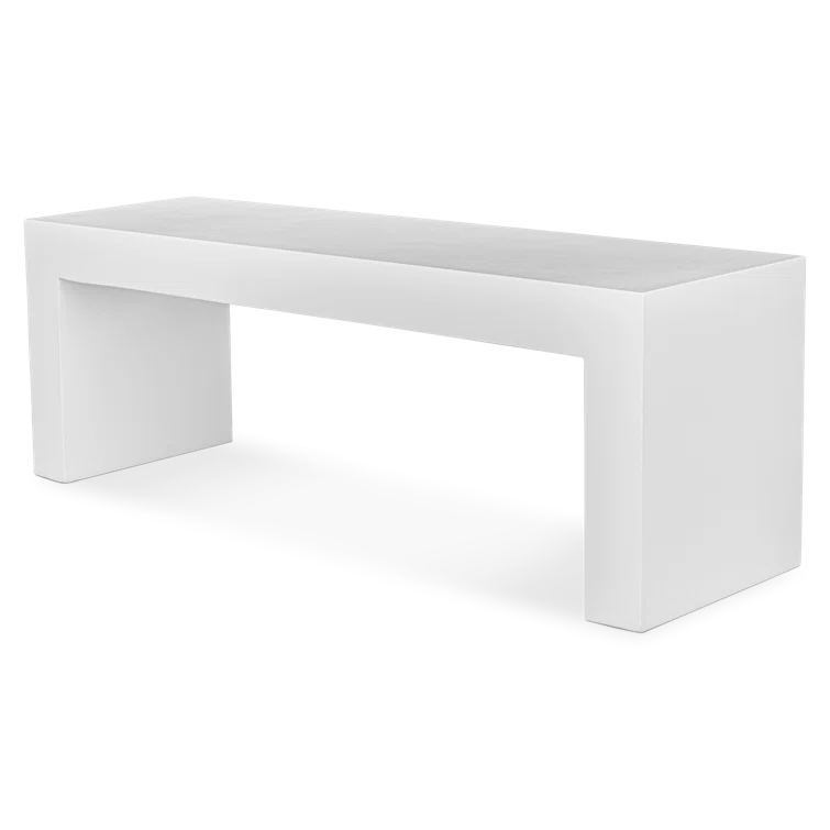 Lazarus White Fiber-Reinforced Concrete Outdoor Dining Bench