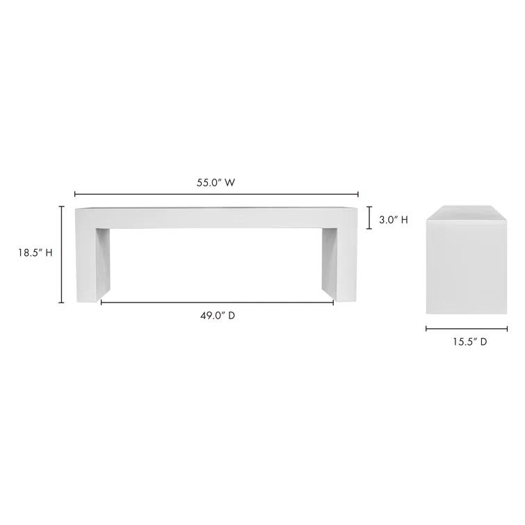 Lazarus White Fiber-Reinforced Concrete Outdoor Dining Bench