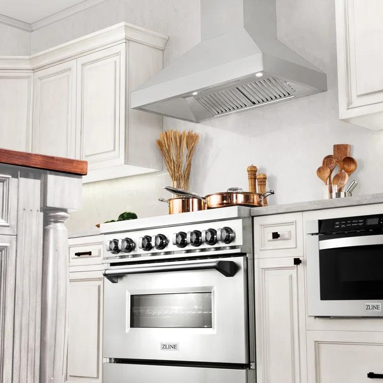 ZLINE ZLINE 36 in. Designer Series Satin Stainless Steel Convertible Vent Wall Mount Range Hood 8KBS-36