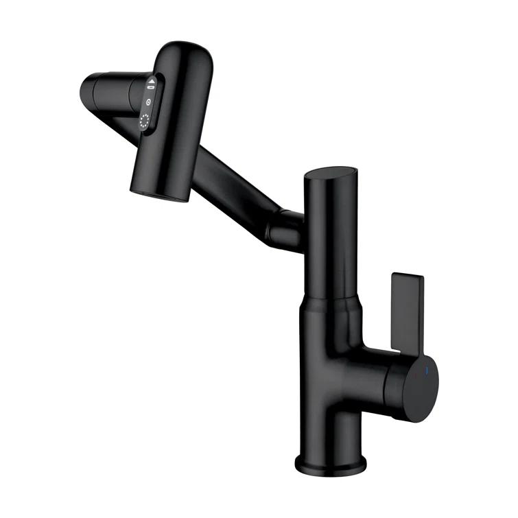 Lefton BF2204-3 Lefton Rotatable Single Hole Bathroom Faucet with Temperature Display BF2204