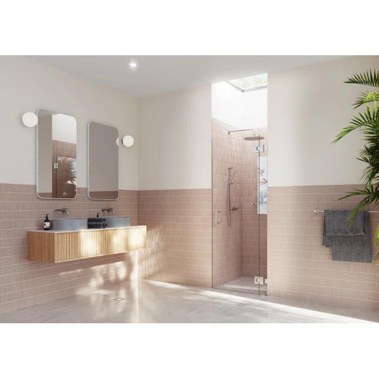 Halo 34 in. x 78 in. Frameless Glass Hinge Shower Door
