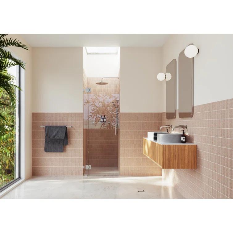 Halo 34 in. x 78 in. Frameless Glass Hinge Shower Door