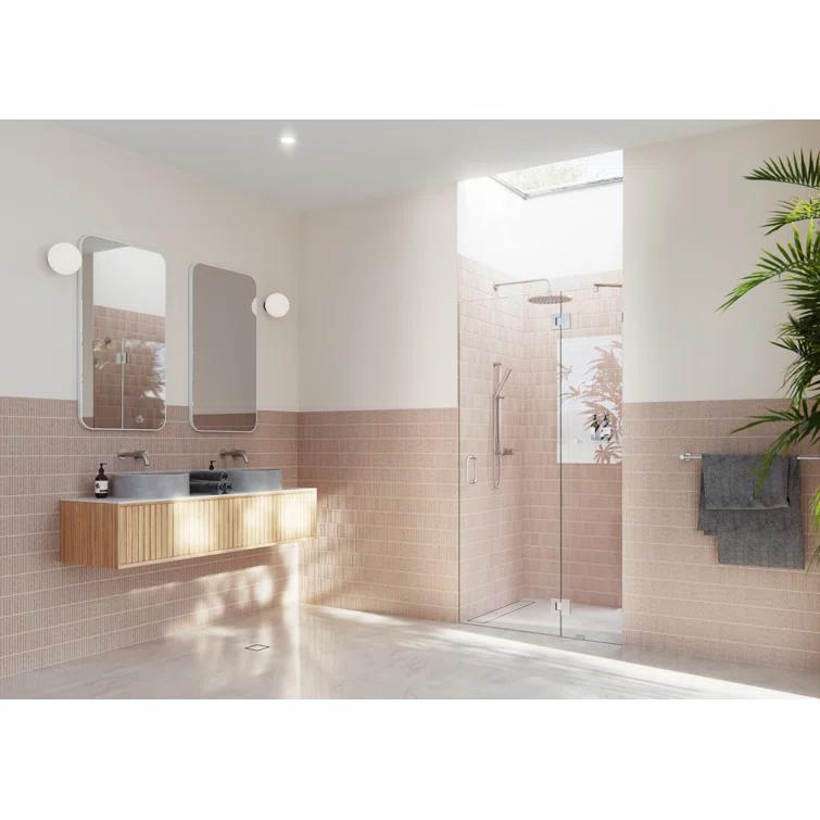 Glass Warehouse Halo 43.5 in. x 78 in. Frameless Glass Hinge Shower Door GW-GH-43-5-BN