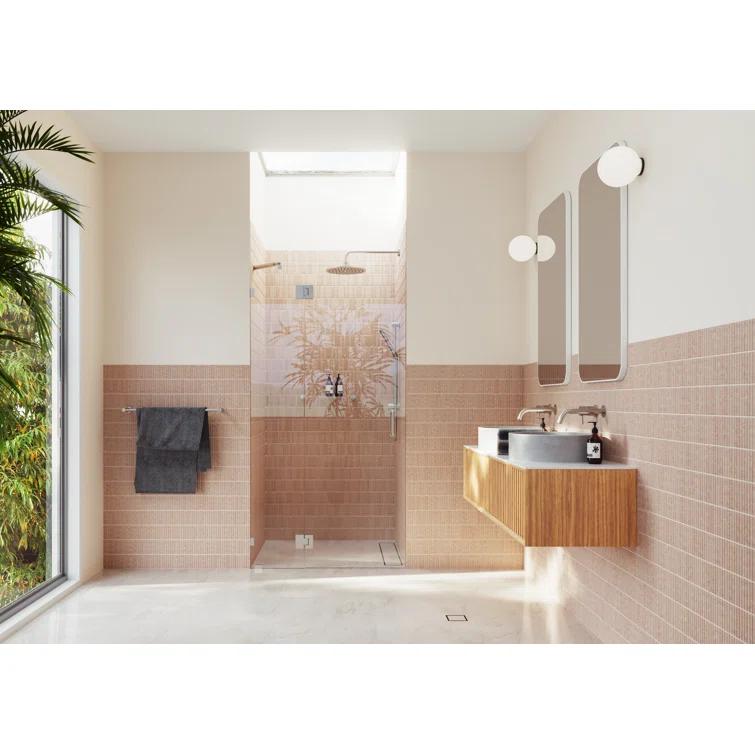Glass Warehouse Halo 43.5 in. x 78 in. Frameless Glass Hinge Shower Door GW-GH-43-5-BN