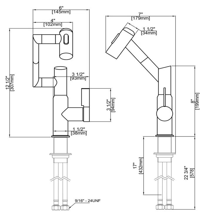 Lefton BF2204-3 Lefton Rotatable Single Hole Bathroom Faucet with Temperature Display BF2204