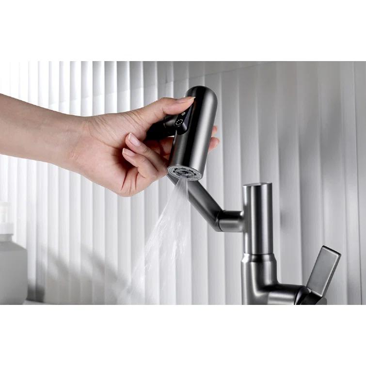 Lefton Rotatable Single Hole Bathroom Faucet with Temperature Display BF2204