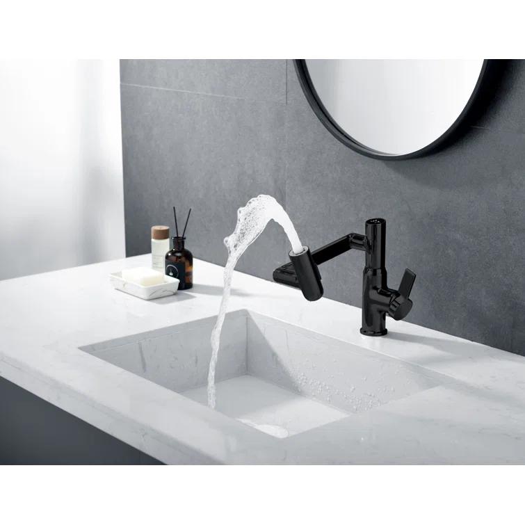 Lefton BF2204-3 Lefton Rotatable Single Hole Bathroom Faucet with Temperature Display BF2204