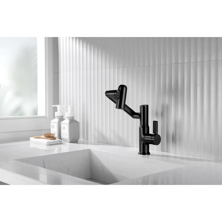 Lefton BF2204-3 Lefton Rotatable Single Hole Bathroom Faucet with Temperature Display BF2204
