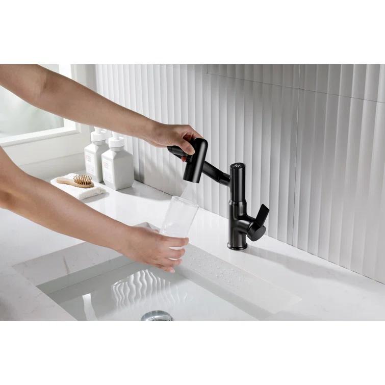 Lefton BF2204-3 Lefton Rotatable Single Hole Bathroom Faucet with Temperature Display BF2204