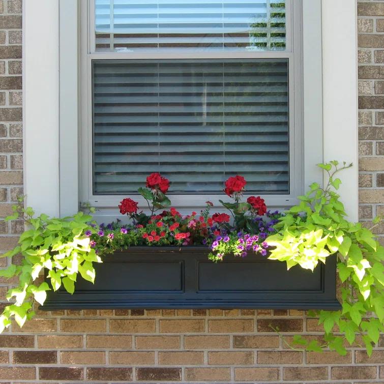 The Anastasiya Resin Window Box Planter with Water Reservoir