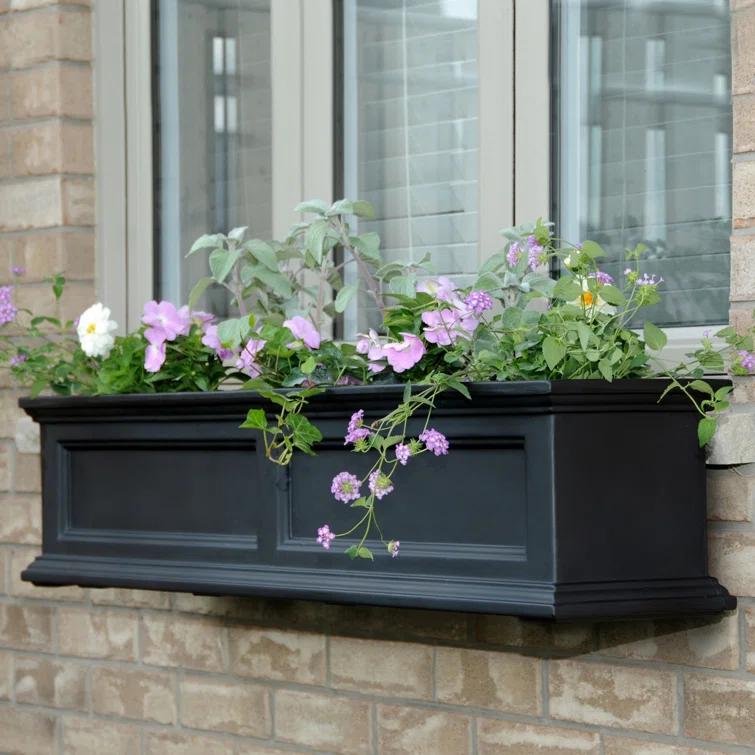 The Anastasiya Resin Window Box Planter with Water Reservoir
