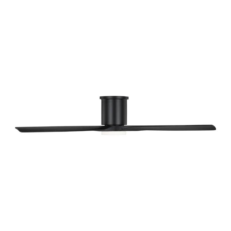 Generation Lighting Collins Smart Hugger LED 52-in Integrated LED Flush Mount Smart Midnight Black with Midnight Black Blades Ceiling Fan With Light - Remote Included ( 3 -Blade )