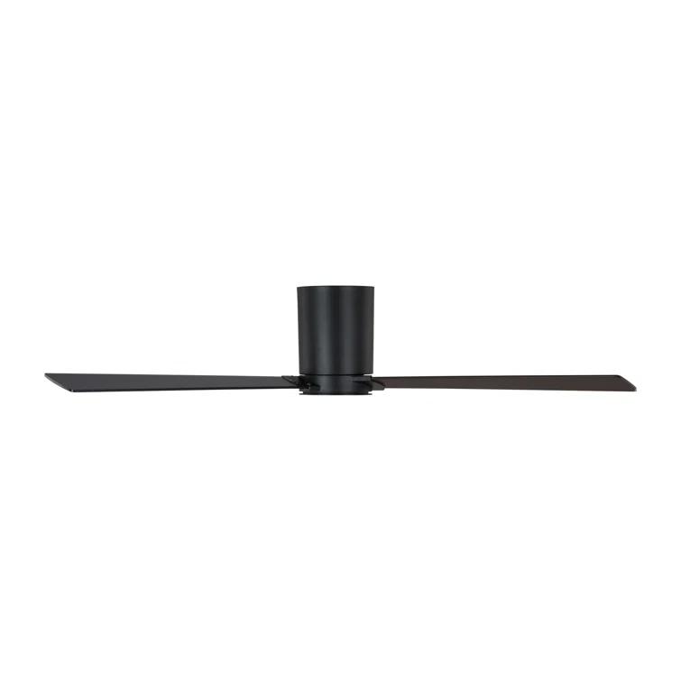 Monte Carlo 3RZHR52MBK Rozzen Hugger 52" Black Ceiling Fan with Remote Control, Reversible DC Motor, Damp Rated, 3 Reversible Blades (Midnight Black and American Walnut)