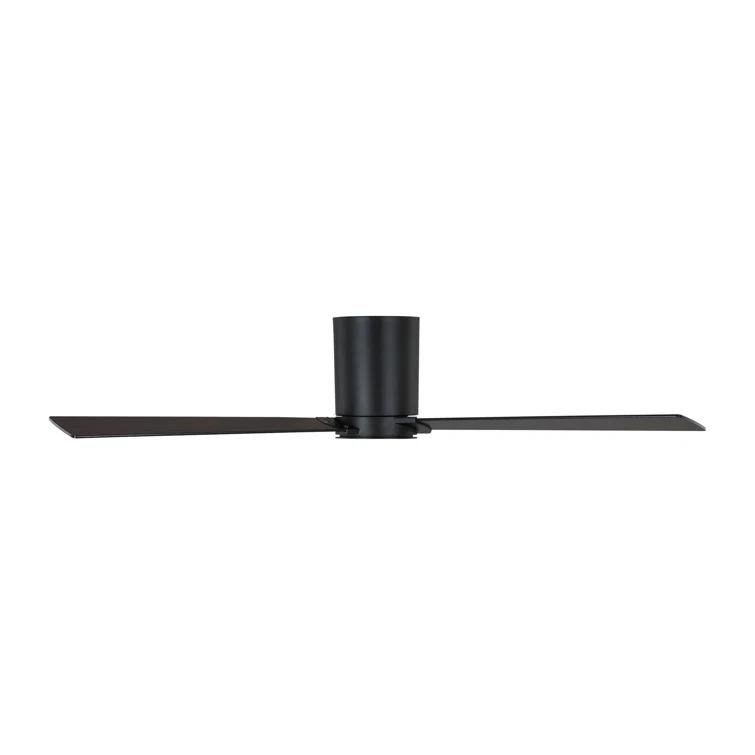 Monte Carlo 3RZHR52MBK Rozzen Hugger 52" Black Ceiling Fan with Remote Control, Reversible DC Motor, Damp Rated, 3 Reversible Blades (Midnight Black and American Walnut)