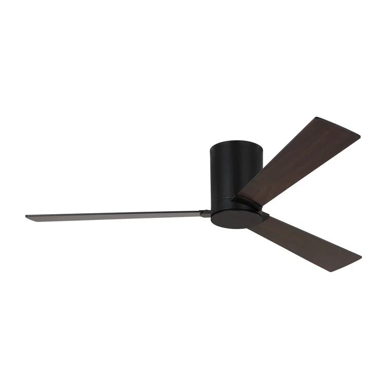 Monte Carlo 3RZHR52MBK Rozzen Hugger 52" Black Ceiling Fan with Remote Control, Reversible DC Motor, Damp Rated, 3 Reversible Blades (Midnight Black and American Walnut)