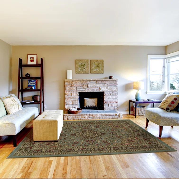 Ottohome Non-Slip Medallion Oriental Area Rug For Living Room, Hallway, Entryway Rug, Dark Red