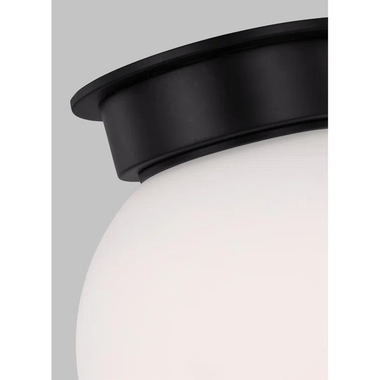 Midnight Black and Milk White Glass Globe Flush Mount Light