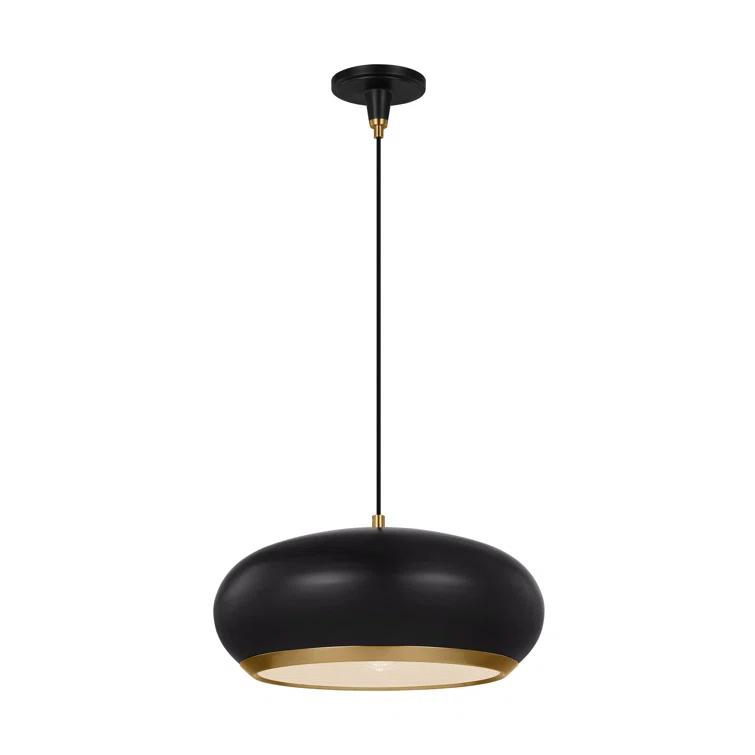 Clasica Aged Iron 18" Bowl Pendant Light with Black Shade