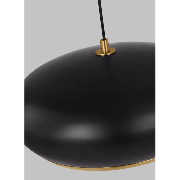 Clasica Aged Iron 18" Bowl Pendant Light with Black Shade