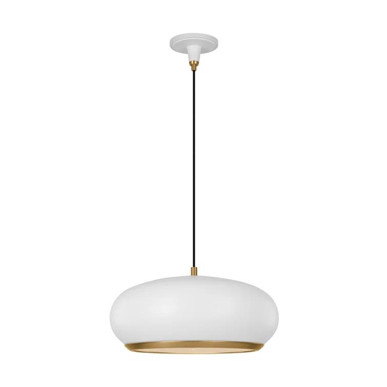 Clasica Matte White Glass Pendant Light with Aged Iron Steel Shade