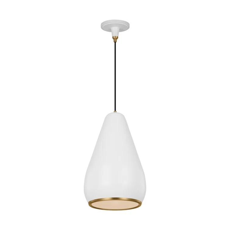 Matte White Teardrop Pendant Light with Aged Iron Steel Shade