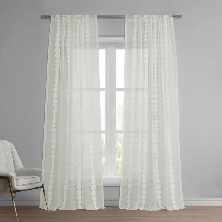Hershman Embroidered Rod Pocket Sheer Curtains Single Panel Drapes