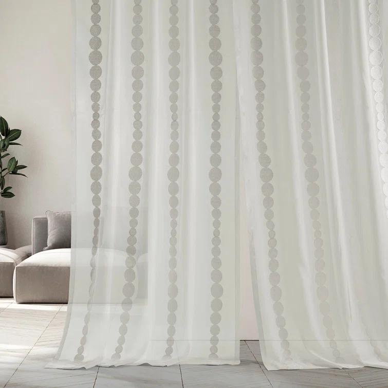 Hershman Embroidered Rod Pocket Sheer Curtains Single Panel Drapes