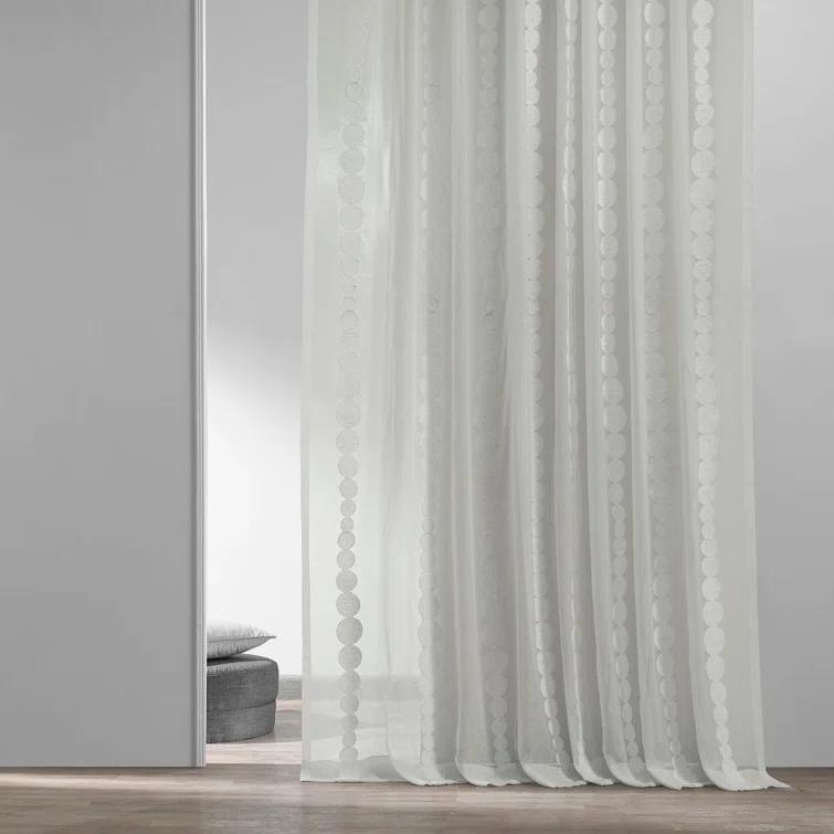 Hershman Embroidered Rod Pocket Sheer Curtains Single Panel Drapes