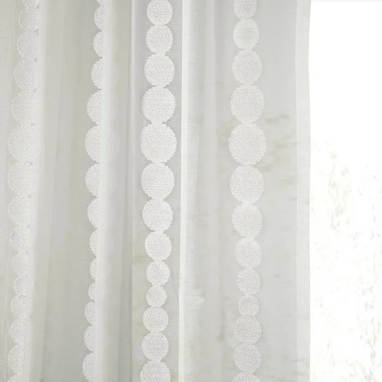 Hershman Embroidered Rod Pocket Sheer Curtains Single Panel Drapes
