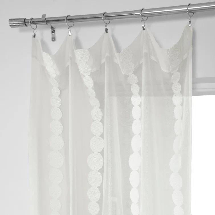 Hershman Embroidered Rod Pocket Sheer Curtains Single Panel Drapes