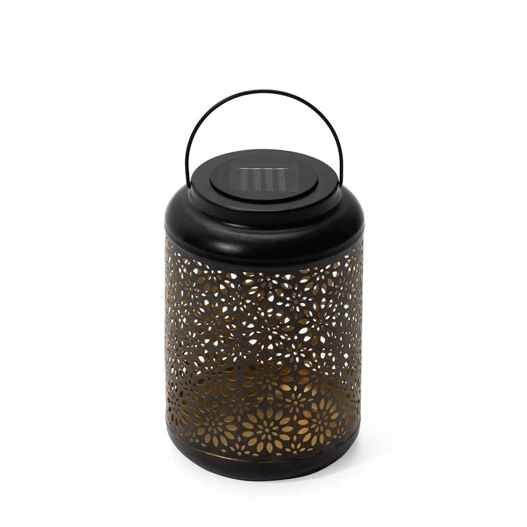 8.75" H Metal Wire Solar Powered Outdoor Hanging Lantern