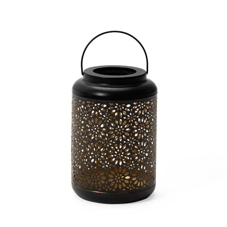 8.75" H Metal Wire Solar Powered Outdoor Hanging Lantern