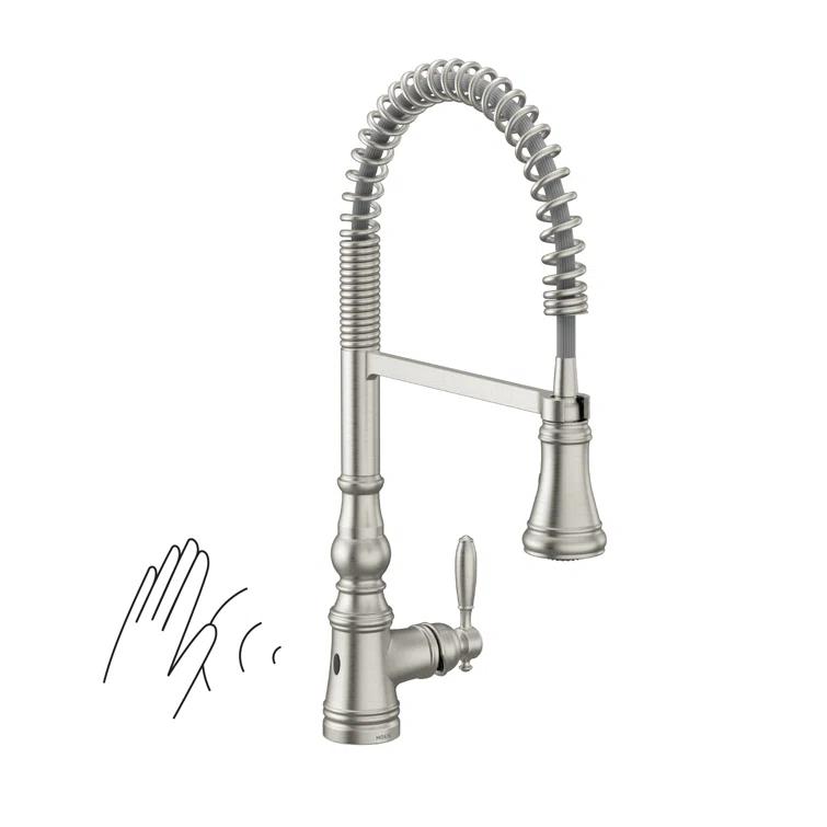 Moen Weymouth MotionSense Wave Single Handle Pre-Rinse Spring Pulldown Kitchen Faucet