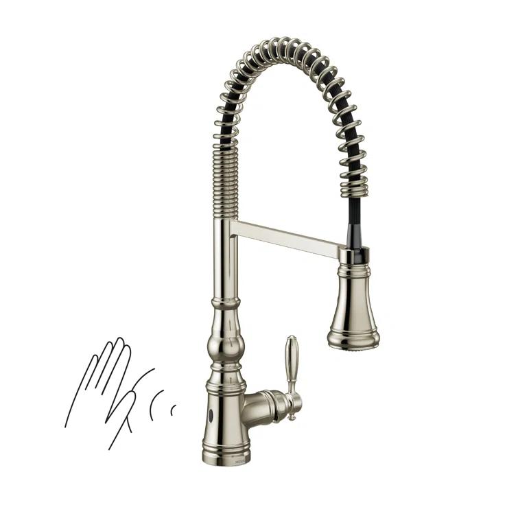 Moen Weymouth MotionSense Wave Single Handle Pre-Rinse Spring Pulldown Kitchen Faucet